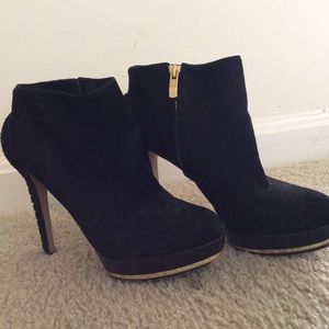 Black suede embellished booties
